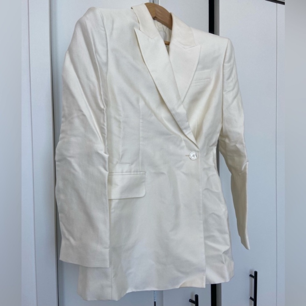 🍒Banana Republic Linen Viscose Blazer - 2024 Hourglass - Ivory - Size 4 - NWT - Picture 4 of 15